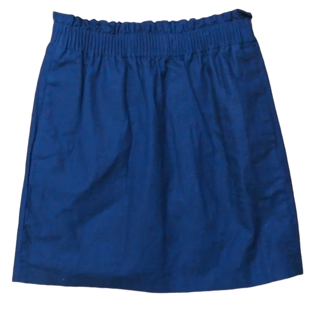 J.CREW Factory Navy‎ Blue Skirt With Ruffled Streatch Waist and Pockets Size 00
